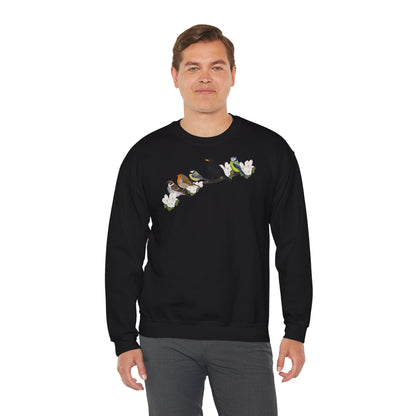 Amsel Rotkehlchen Blaumeise auf einem Ast Vogel Sweatshirt für Naturfreunde und Vogelbeobachter