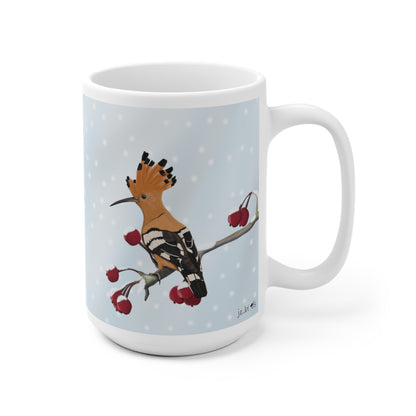 Wiedehopf auf einem Ast im Winter Weihnachten Schnee Vogel Tasse