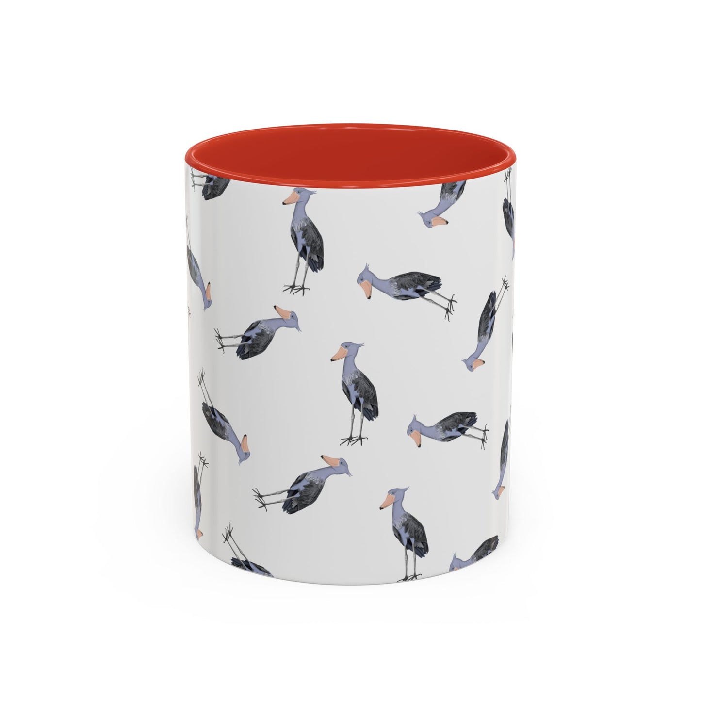 Schuhschnabel Tasse mit Streumuster | Vogelmotiv Kaffeebecher für Vogelbeobachter & Naturfreunde on Accent Coffee Mug background