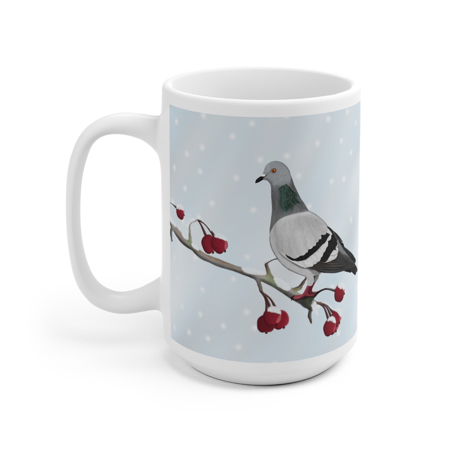 Taube auf einem Ast im Winter Weihnachten Schnee Vogel Tasse