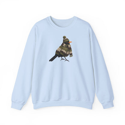 Amsel in Strick Weihnachts-Sweatshirt | Unisex Vogel Sweater für Vogelfreunde & Vogelbeobachter