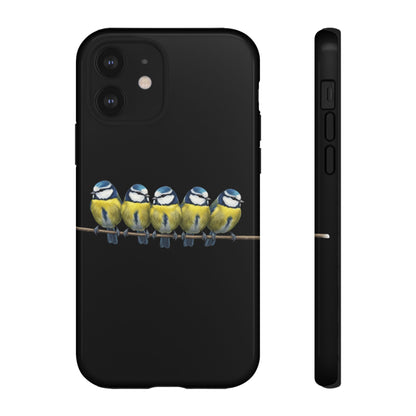 Blaumeisen auf einem Ast Premium Handyhülle – Doppelt Geschützt & Rundum Bedruckt Schwarz