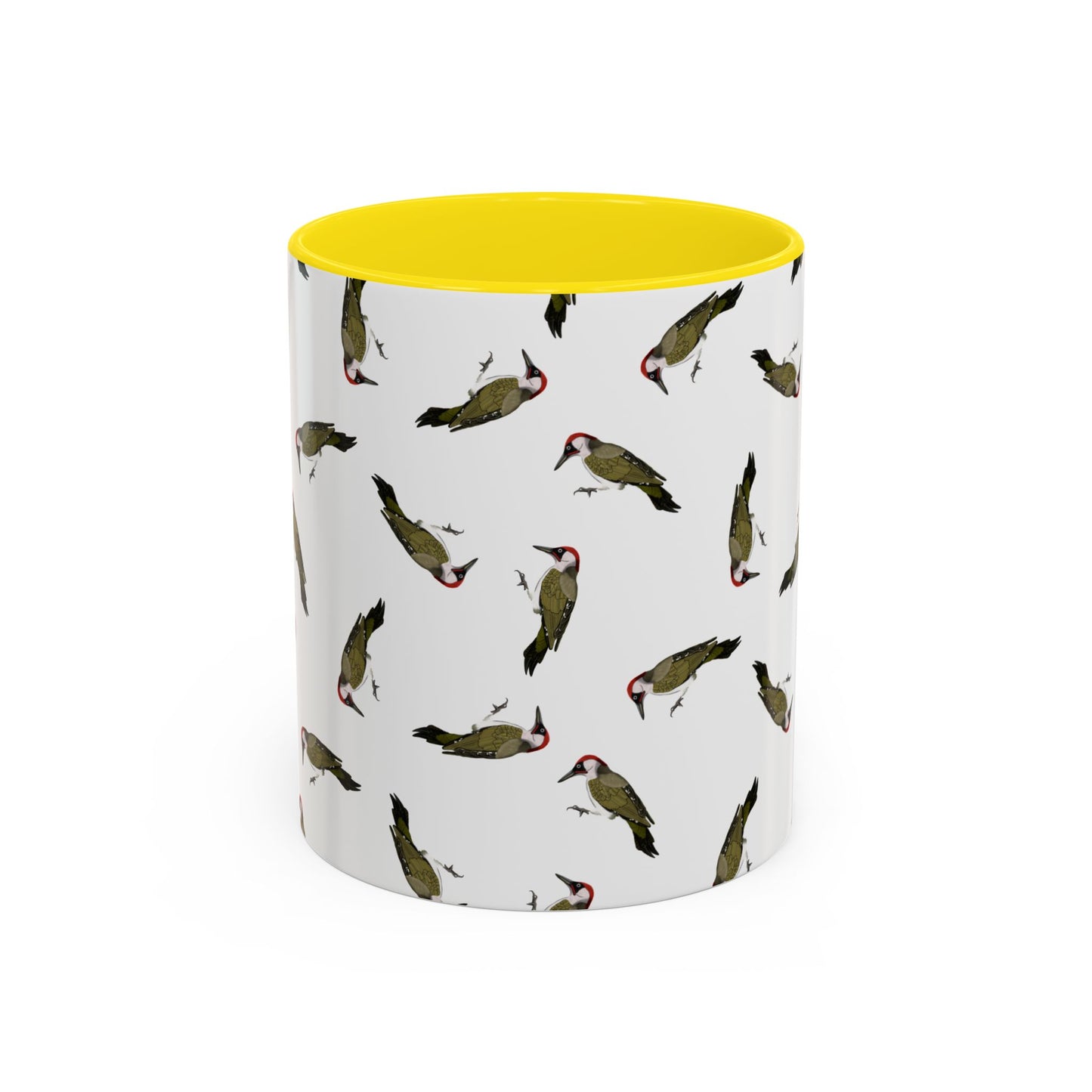 Grünspecht Tasse mit Streumuster | Vogelmotiv Kaffeebecher für Vogelbeobachter & Naturfreunde – Accent Coffee Mug,