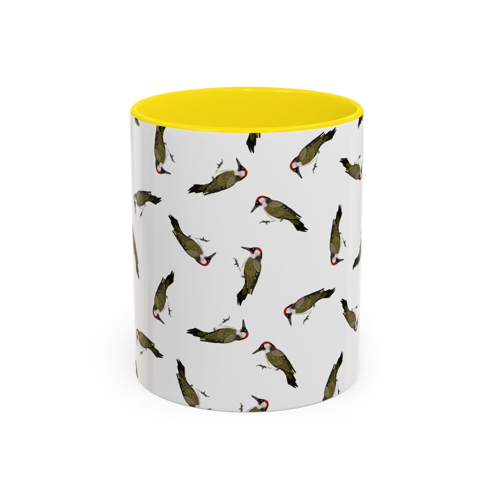 Grünspecht Tasse mit Streumuster | Vogelmotiv Kaffeebecher für Vogelbeobachter & Naturfreunde – Accent Coffee Mug,