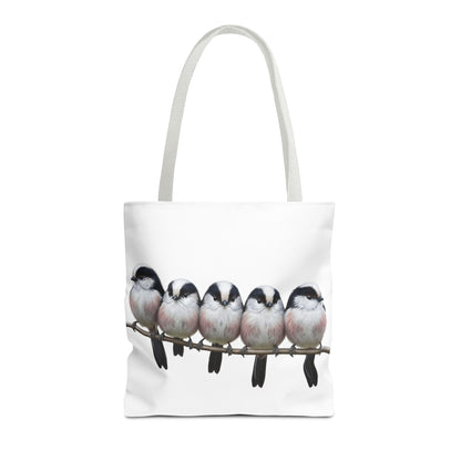 Schwanzmeisen Tragetasche 40x40cm Vogel Tasche Weiß für Vogelbeobachter