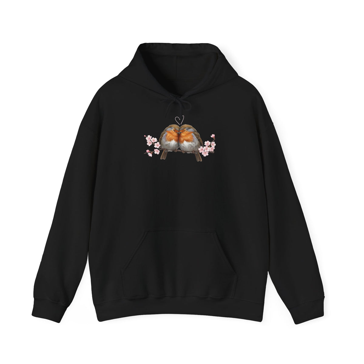 Premium Hoodie Rotkehlchen kuscheln auf einem Ast für Vogelbeoachter | Gemütlicher Unisex Kapuzenpullover