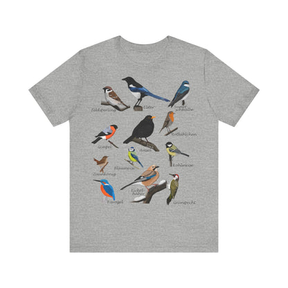 Amsel Rotkehlchen Blaumeise Zaunkönig Vogel T-Shirt für Vogelfreunde und Vogelbeobachter