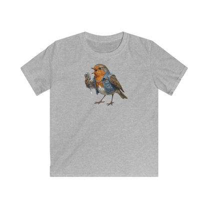 Rotkehlchen Kinder T-Shirt in Black