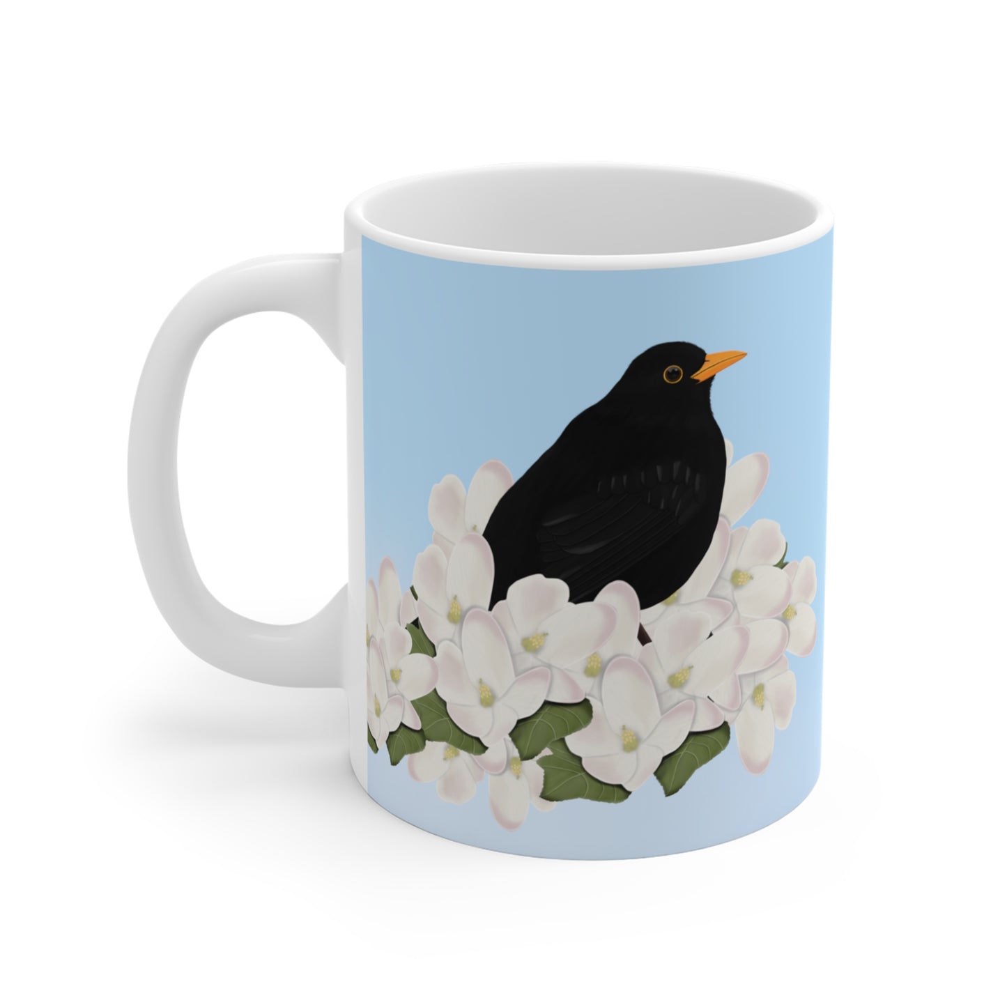 Amsel mit Apfelblüten im Frühling Vogel Tasse für Vogelfreunde