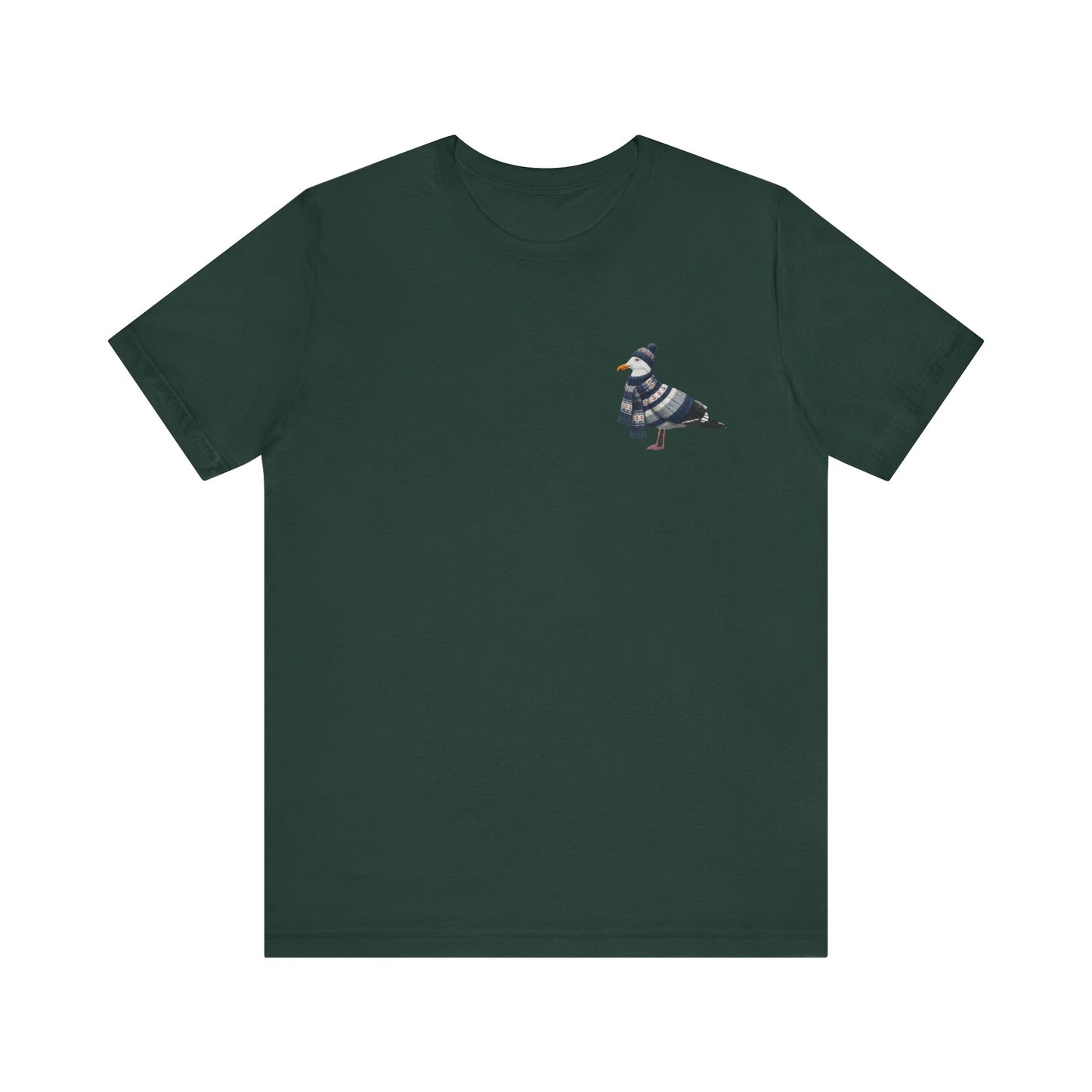 Möwe in Strick T-Shirt – Weiches Premium Shirt mit Winterlichem Vogelmotiv