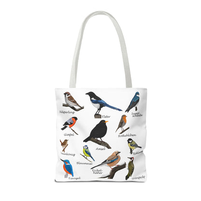 Gartenvögel Tragetasche 40x40cm Amsel Rotkehlchen Blaumeise Vogel Tasche