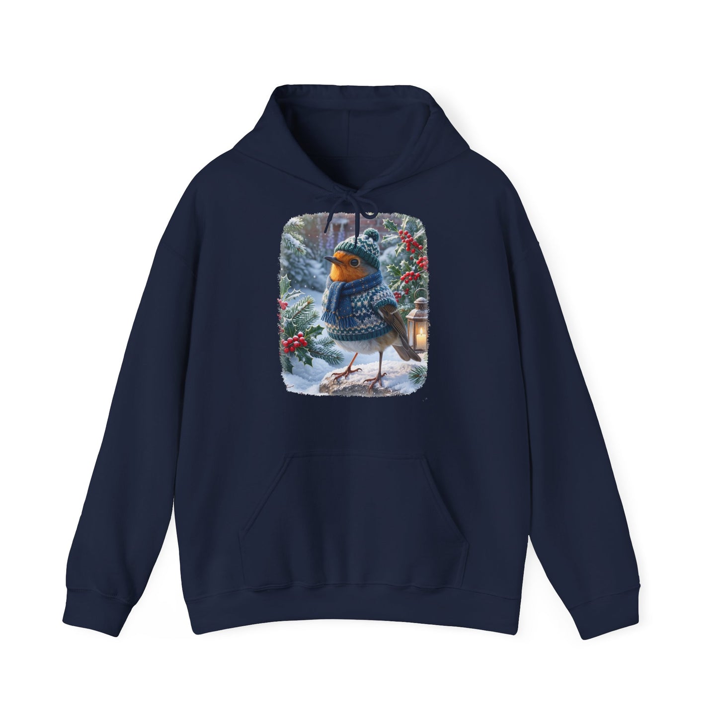 Premium Hoodie Rosi Rotkehlchen im kuscheligen Winter-Outfit