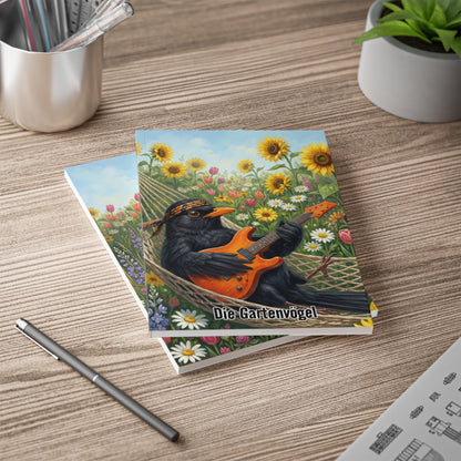 Blacky mit Gitarre Notizbücher a5 notebook Hintergrund