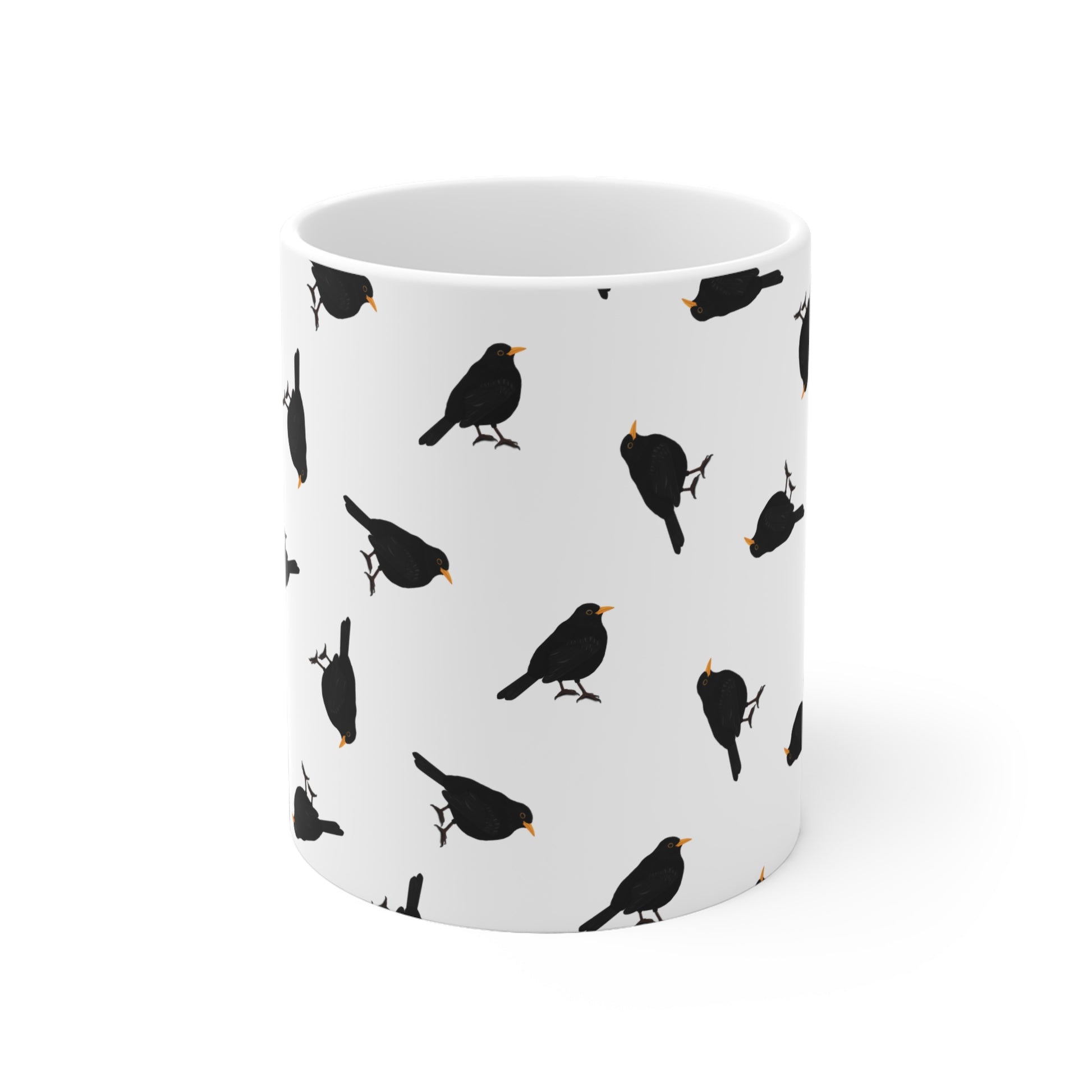 Amsel Tasse – mit Streumuster | Vogelmotiv Kaffeebecher für Vogelbeobachter & Naturfreunde