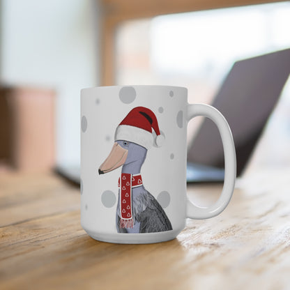 Schuhschnabel als Weihnachtsmann Vogel Tasse