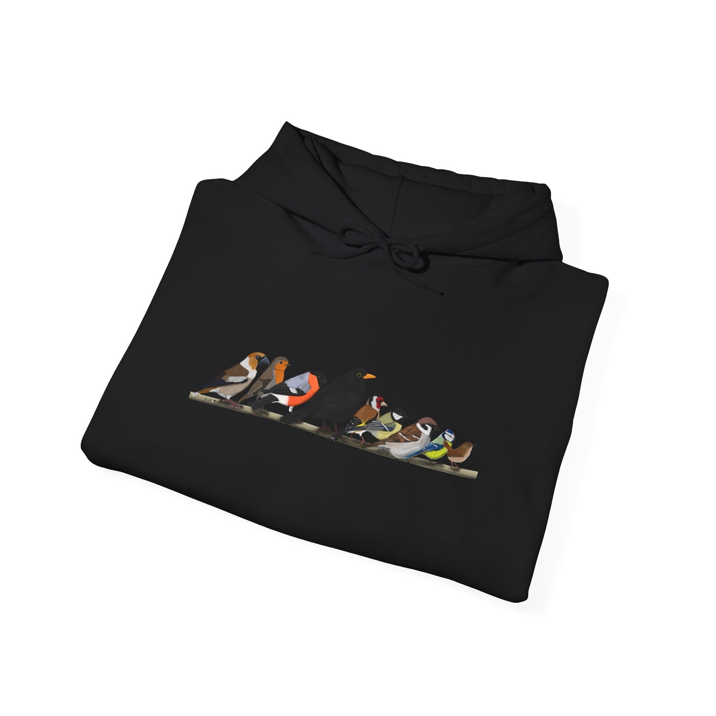 Vögel auf einem Ast Hoodie - Amsel Rotkehlchen Kohlmeise Stieglitz Kapuzenpullover für Vogelbeobachter & Naturliebhaber
