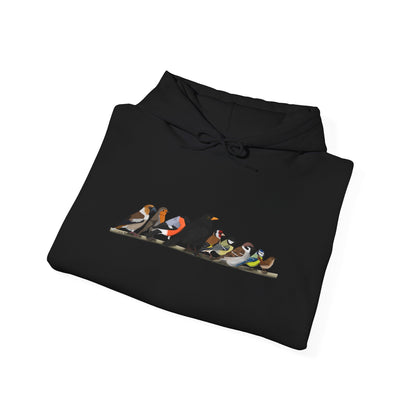 Vögel auf einem Ast Hoodie - Amsel Rotkehlchen Kohlmeise Stieglitz Kapuzenpullover für Vogelbeobachter & Naturliebhaber