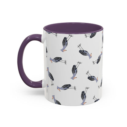 Schuhschnabel Tasse mit Streumuster | Vogelmotiv Kaffeebecher für Vogelbeobachter & Naturfreunde on Accent Coffee Mug background