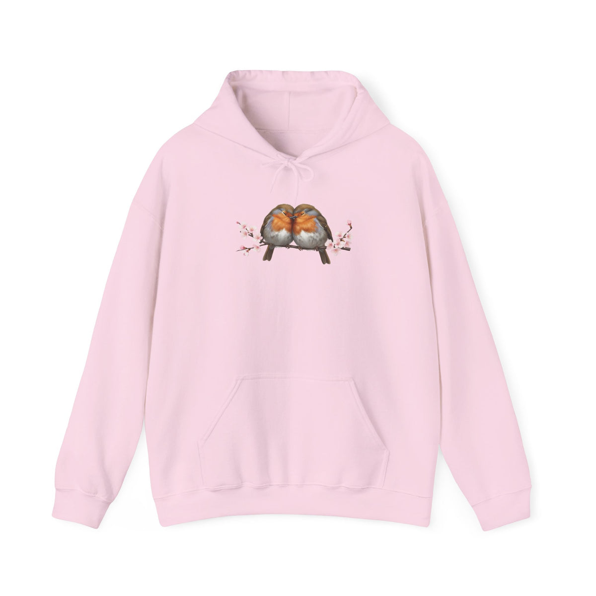 Premium Hoodie Rotkehlchen kuscheln auf einem Ast für Vogelbeoachter | Gemütlicher Unisex Kapuzenpullover