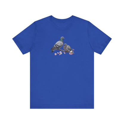 Taube & Jungvogel T-Shirt | Frühlingsblüten Vogelmotiv für Vogelbeobachter