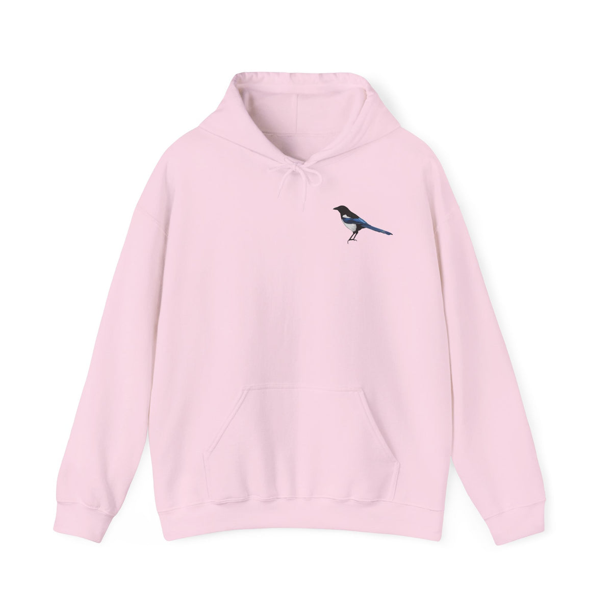 Elster Hoodie – Minimalistischer Kapuzenpullover mit kleinem Vogelmotiv für Naturfans