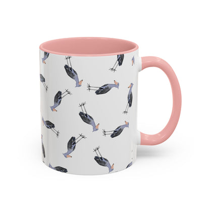 Schuhschnabel Tasse mit Streumuster | Vogelmotiv Kaffeebecher für Vogelbeobachter & Naturfreunde – Accent Coffee Mug and Birds Design style