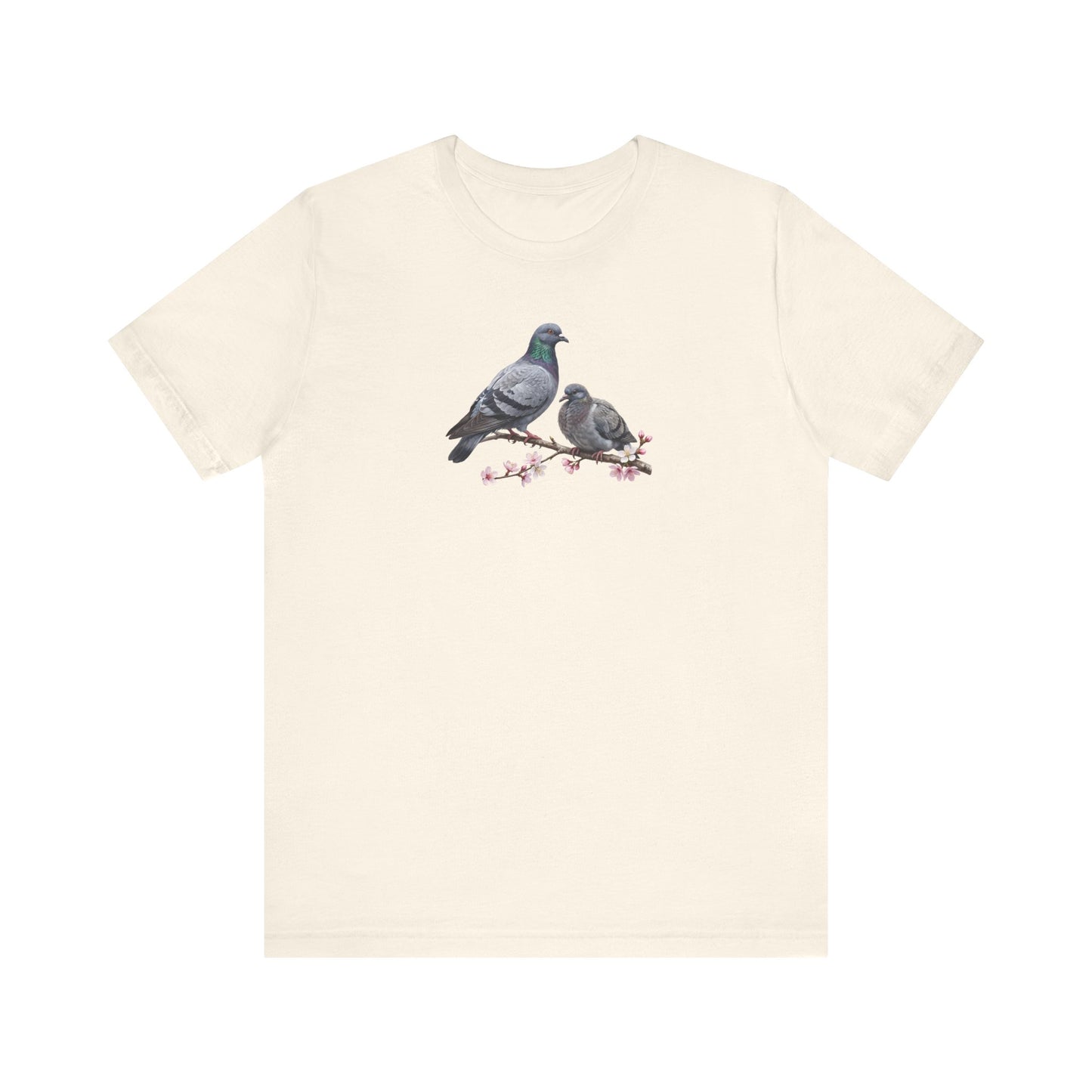 Taube & Jungvogel T-Shirt | Frühlingsblüten Vogelmotiv für Vogelbeobachter