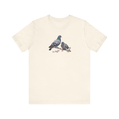 Taube & Jungvogel T-Shirt | Frühlingsblüten Vogelmotiv für Vogelbeobachter