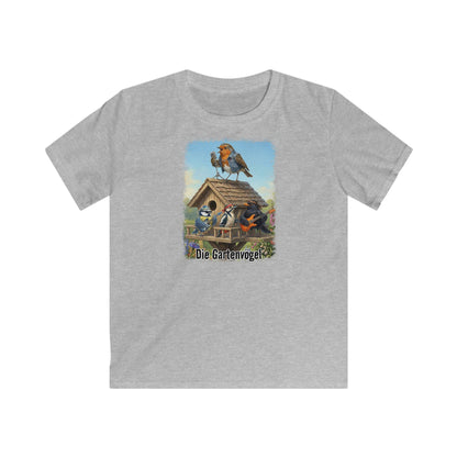 Rocky Rotkehlchen singt auf dem Vogelhaus (Vintage-Grunge) – Premium Kinder T-Shirt | Die Gartenvögel – bird guitar,