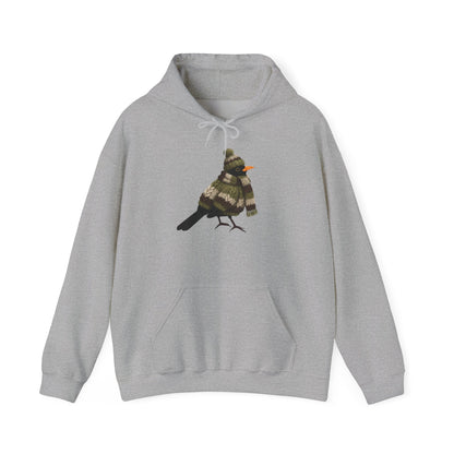Amsel mit Strickpullover Hoodie - Vogel Kapuzenpullover für Vogelbeobachter & Naturliebhaber mit Vogelmotiv