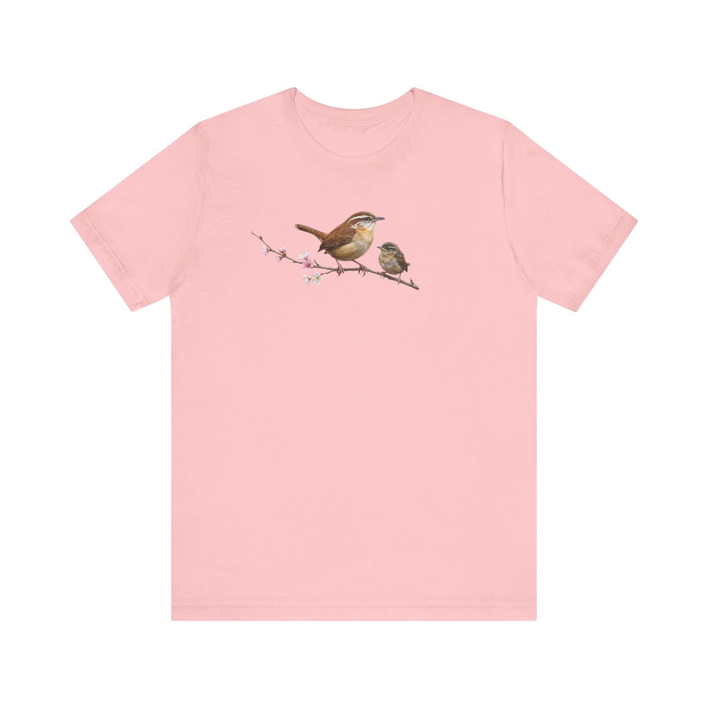 Zaunkönig & Jungvogel T-Shirt | Frühlingsblüten Vogelmotiv für Vogelbeobachter