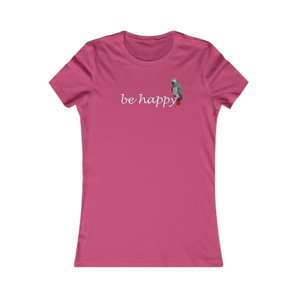 Graupapagei Be Happy Frauen T-Shirt mit Bird Graphic Tee Hintergrund