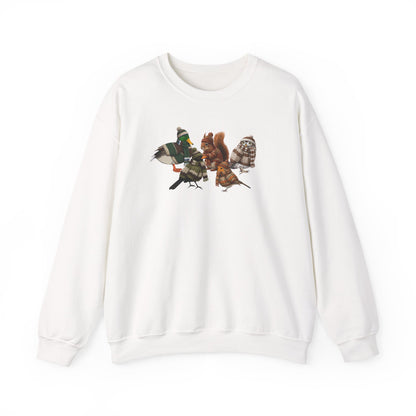 Kuscheliges Vogelmotiv Winter-Sweatshirt: Die Tier-Gang mit Mütze & Pullover
