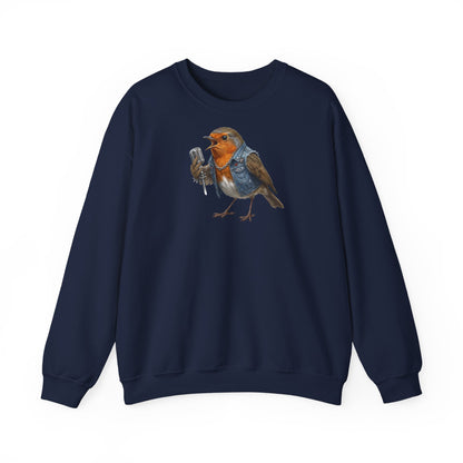 Rotkehlchen Sweatshirt Vogelmotiv – Animal Graphic Tee, Casual Everyday Wear