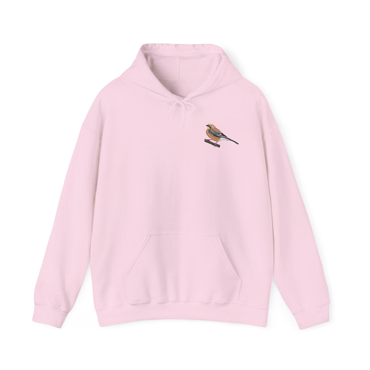 Eichelhäher Hoodie – Minimalistischer Kapuzenpullover mit kleinem Brustmotiv für Waldfreunde