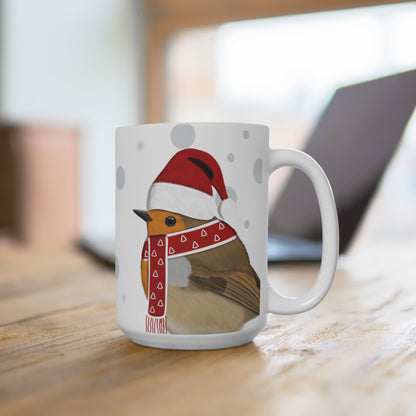 Rotkehlchen als Weihnachtsmann Vogel Tasse