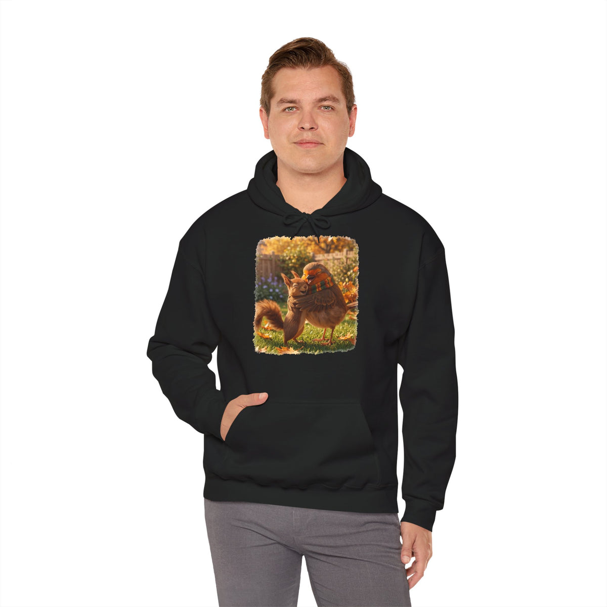Hoodie Rosi Rotkehlchen & Eichhörnchen | Kapuzenpullover für Vogelfreunde
