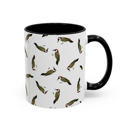 Grünspecht Tasse mit Streumuster | Vogelmotiv Kaffeebecher für Vogelbeobachter & Naturfreunde