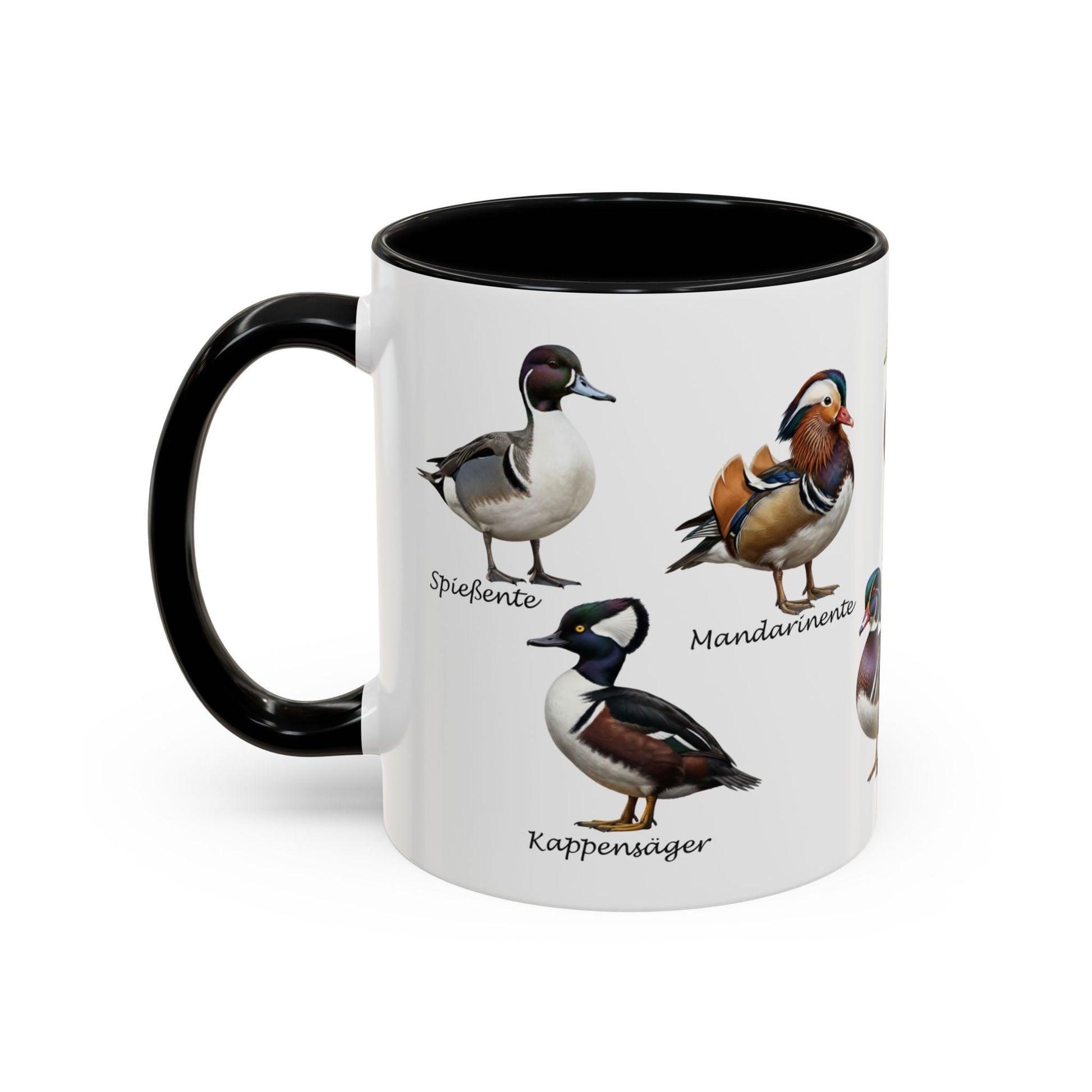 Tasse mit Entenarten: Stockente, Mandarinente & Co. | Farbiger Henkel Vogelkunde – Accent Coffee Mug,