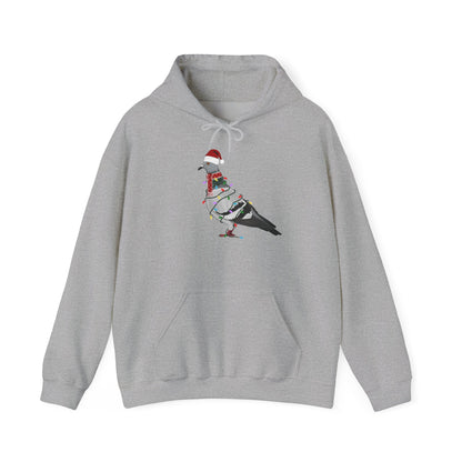 Taube Weihnachts-Hoodie - Vogel als Weihnachtsmann mit Lichterkette Sweater