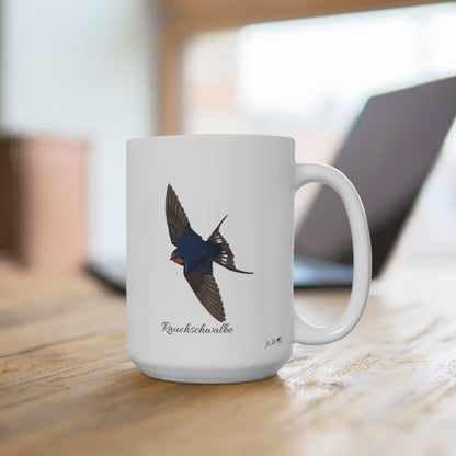 Rauchschwalbe Vogel Tasse Weiß für Vogelbeobachter