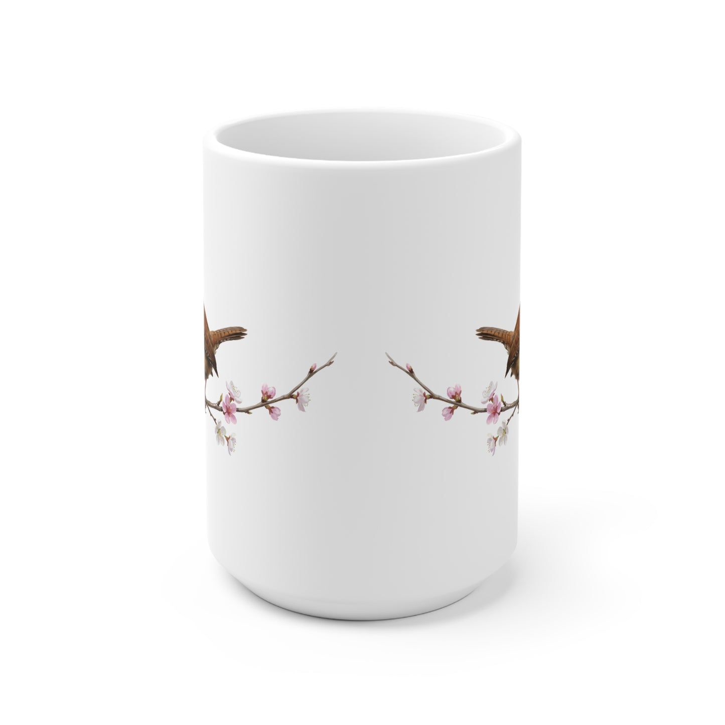Zaunkönig mit Ästling Premium Keramiktasse | Geschenk für Vogelbeobachter