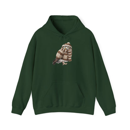 Eule mit Strickmütze Hoodie - Vogel Kapuzenpullover für Vogelbeobachter & Naturliebhaber mit Vogelmotiv