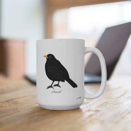 Amsel Vogel Tasse Weiß für Vogelbeobachter