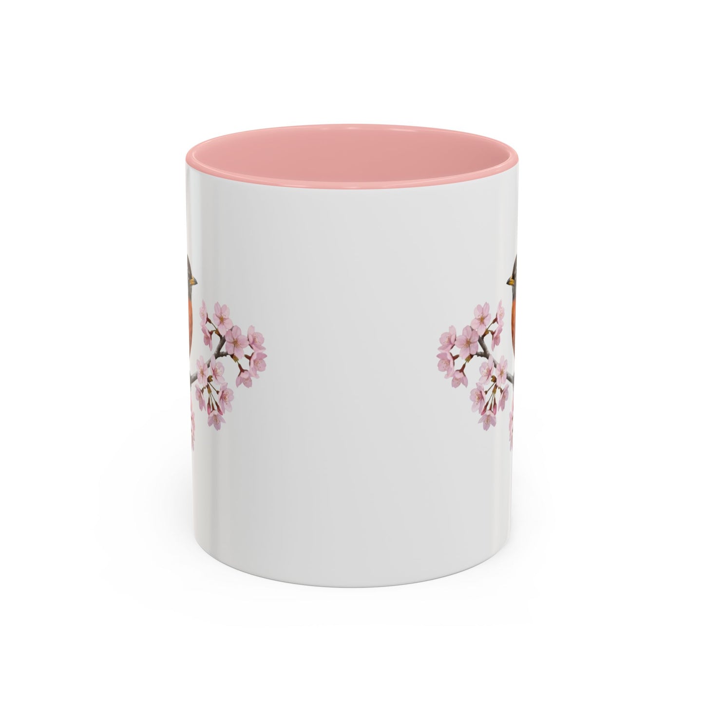 Wanderdrossel Tasse mit Kirschblüten | Rosa Keramiktasse für Vogelfreunde