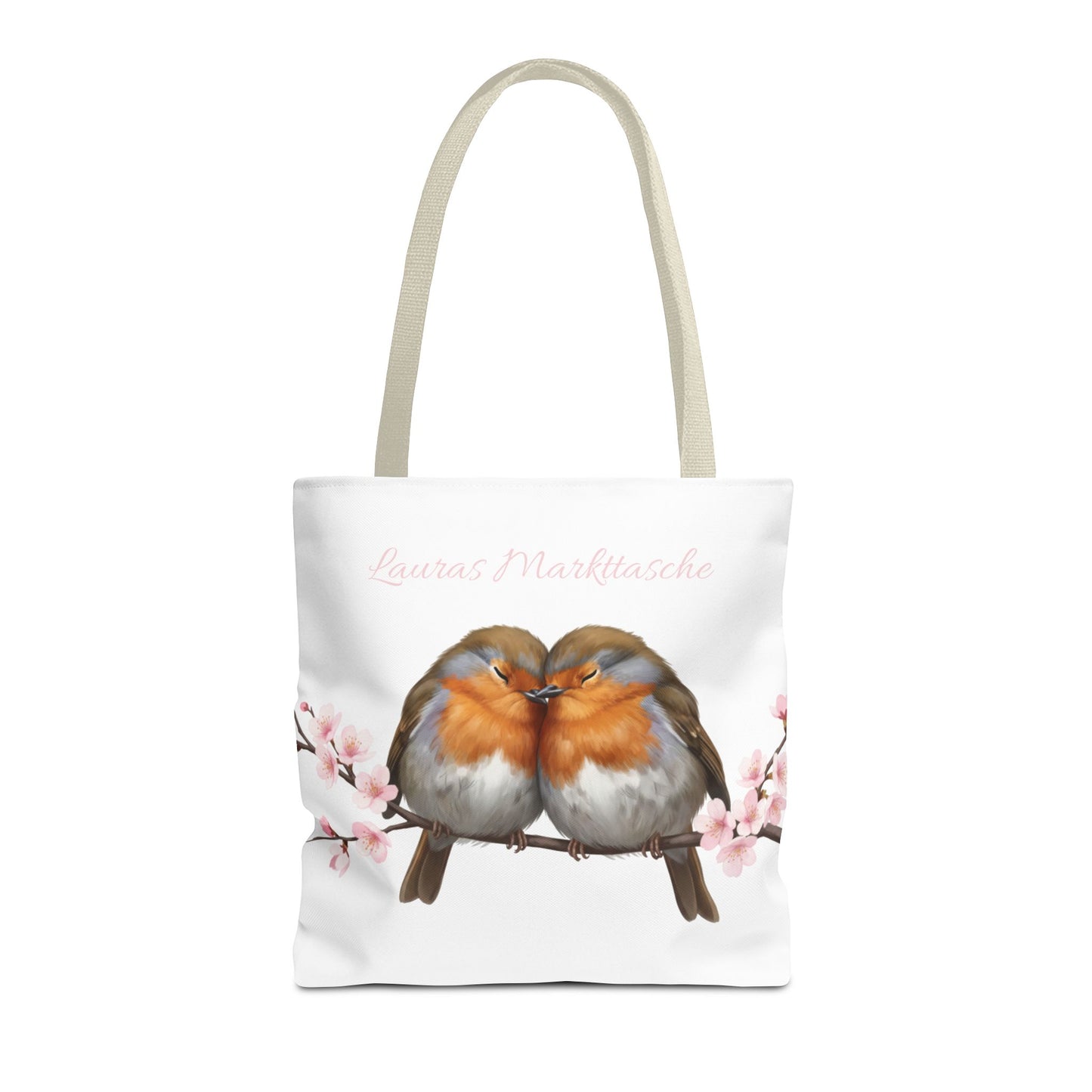Personalisierte Premium Tragetasche – Rotkehlchen mit Wunschnamen