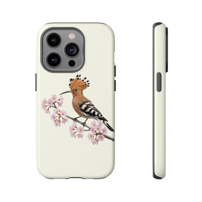 Wiedehopf Handyhülle in Cremeweiß | Florales Kirschblüten Vogel-Motiv für iPhone & Google Pixel