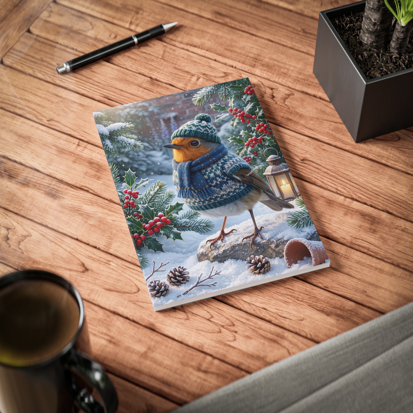 Rosi Rotkehlchen Cozy Winter Notizbuch A5 | Liniert | Vogelmotiv