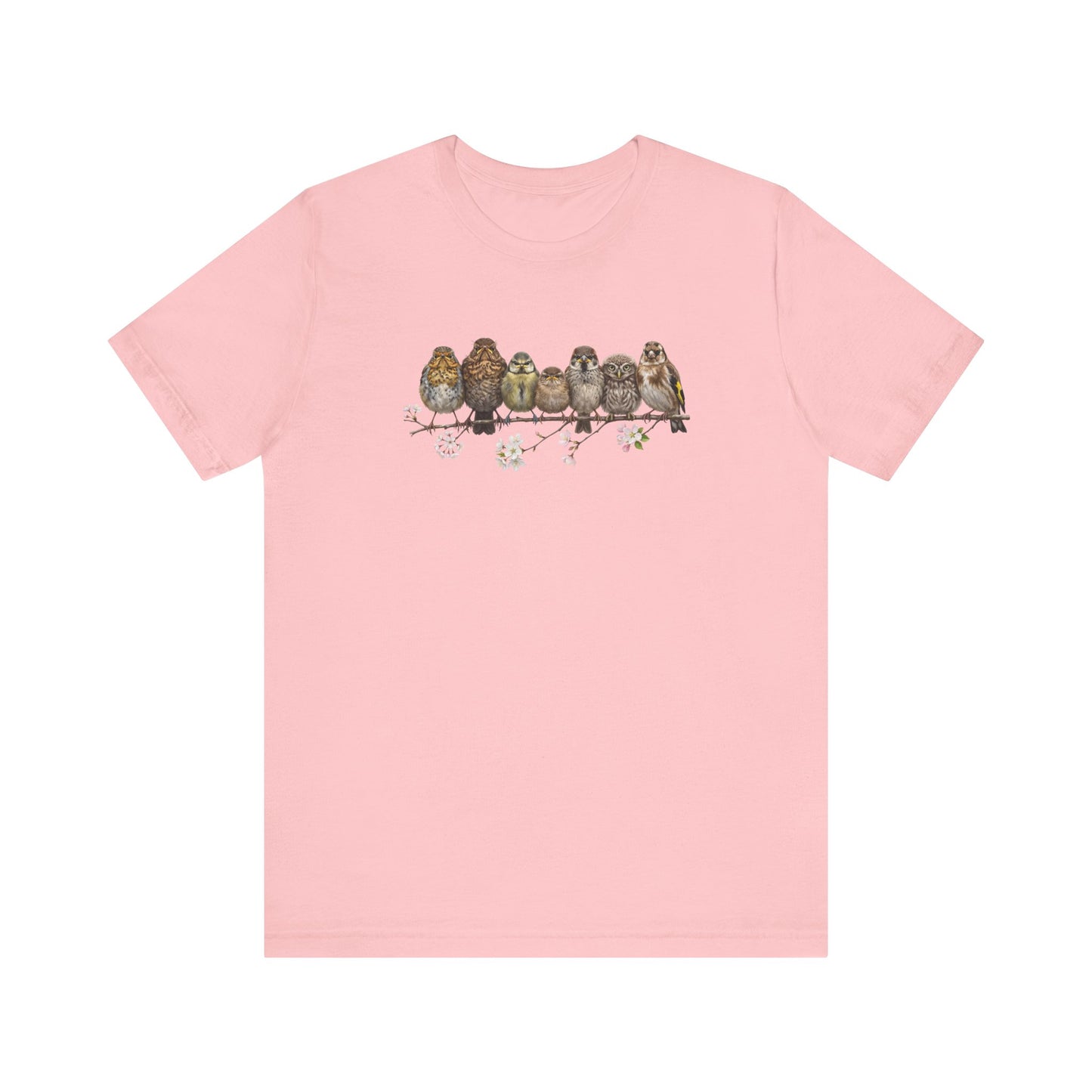 Rotkehlchen Amsel Blaumeise Jungvogel Premium T-Shirt | Frühlingsblüten Vogelmotiv für Vogelbeobachter