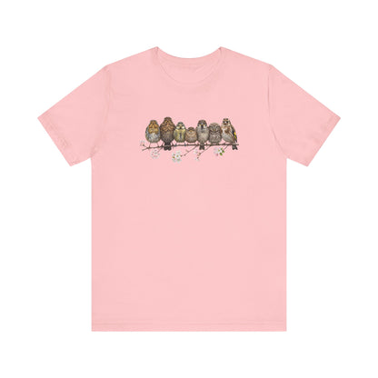 Rotkehlchen Amsel Blaumeise Jungvogel Premium T-Shirt | Frühlingsblüten Vogelmotiv für Vogelbeobachter